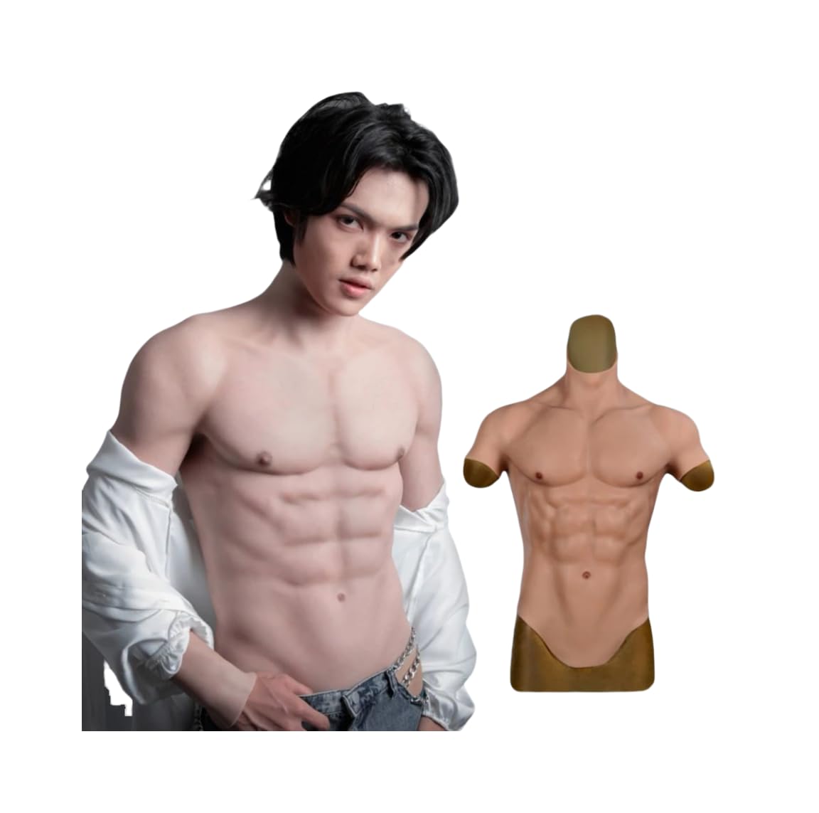 Amazon.co.jp: [HUWAHUWA] 筋肉スーツ イケメン筋肉 半袖 シリコン筋肉