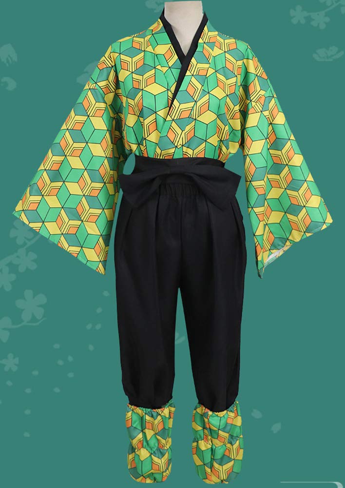 Amazon.co.jp: 鬼滅の刃 錆兎コスプレ衣装6点セット 狐面仮面付 お面付