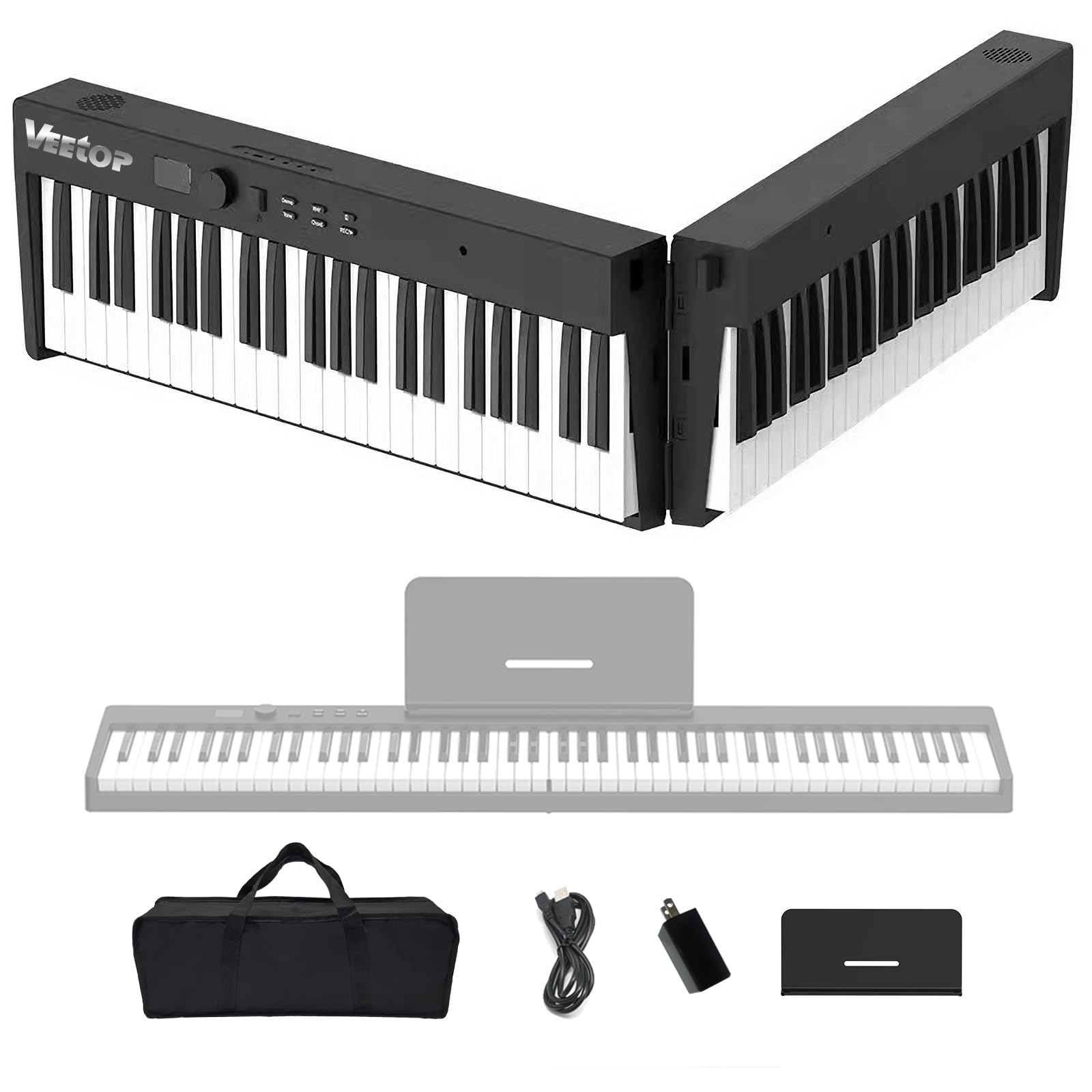 Amazon | Veetop 電子ピアノ 88鍵盤 【折り畳み式】 充電型 折り畳み