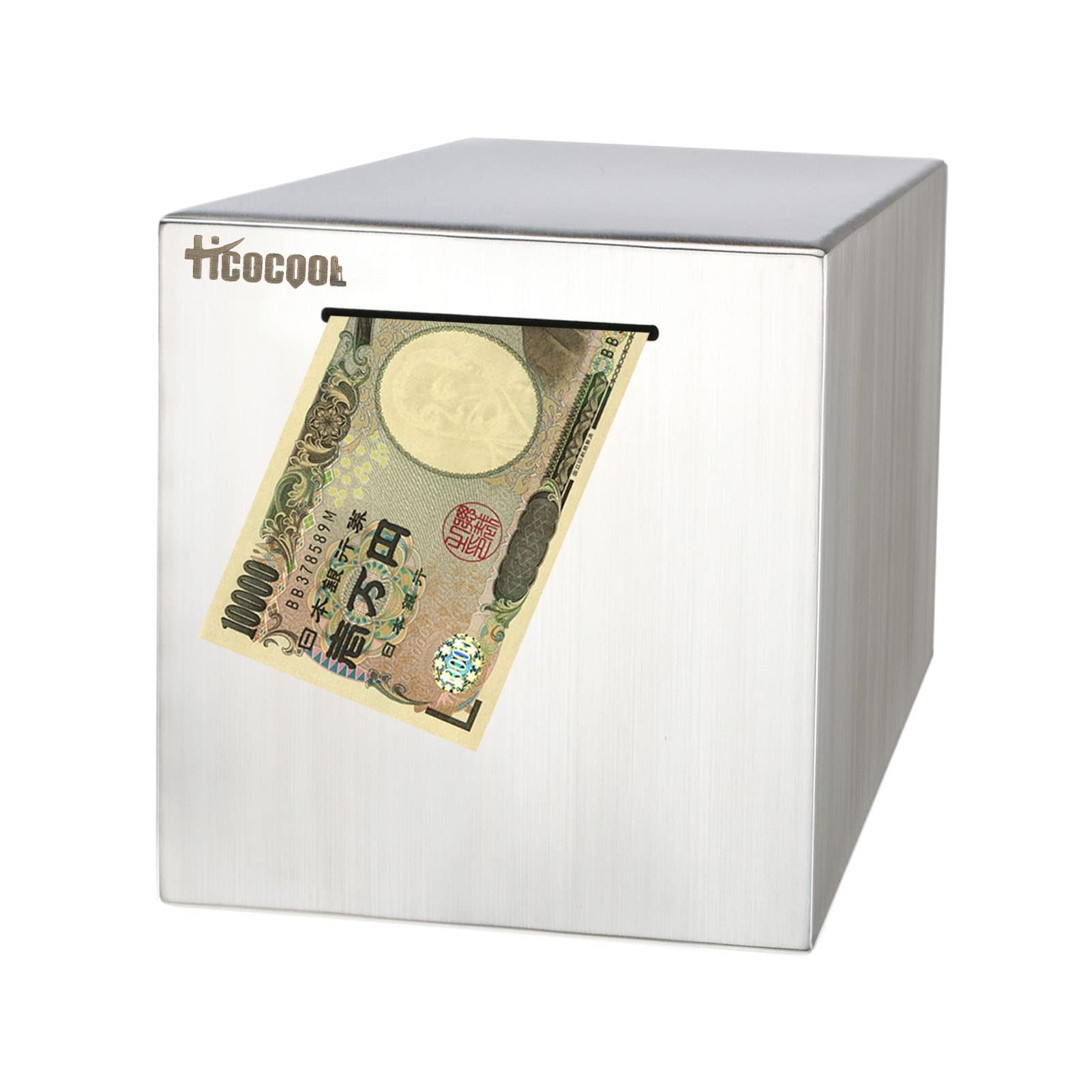 ステンレス製 タイムカプセル型 貯金箱 バンク ステンレス製 タイム