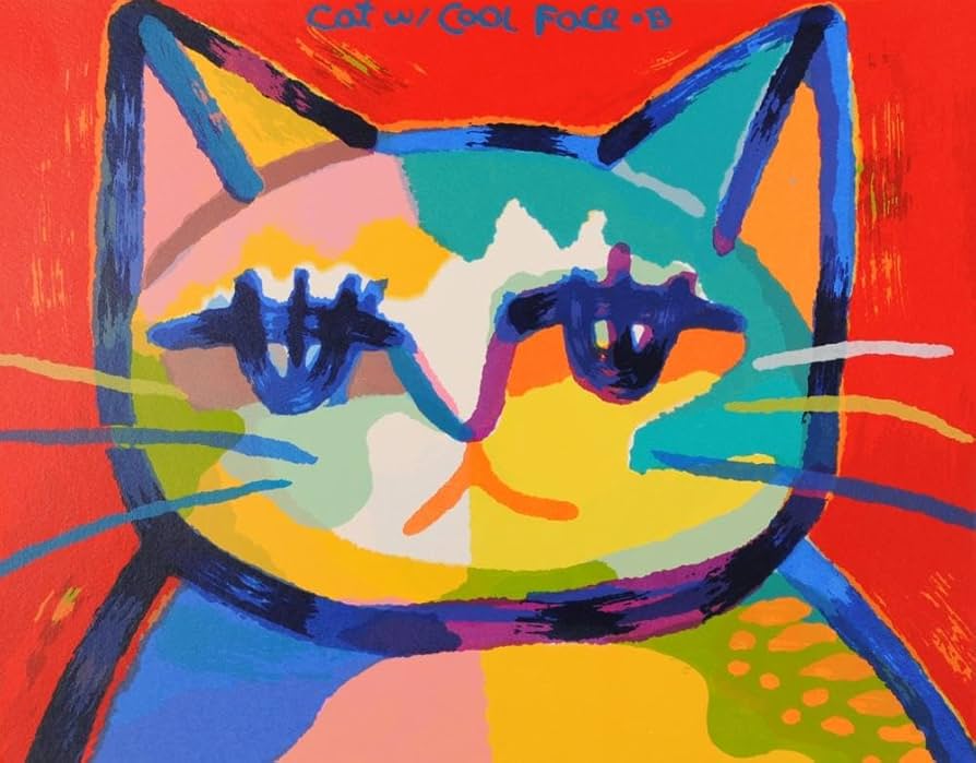 Amazon.co.jp: マイケル・ルー おすまし・レッド 猫 絵画 ポップアート
