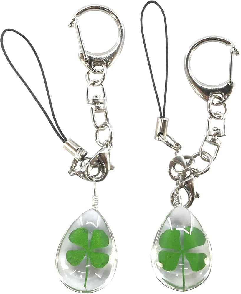 Amazon.co.jp: [ハッピーパッチ] 四葉 キーホルダー ストラップ 2個