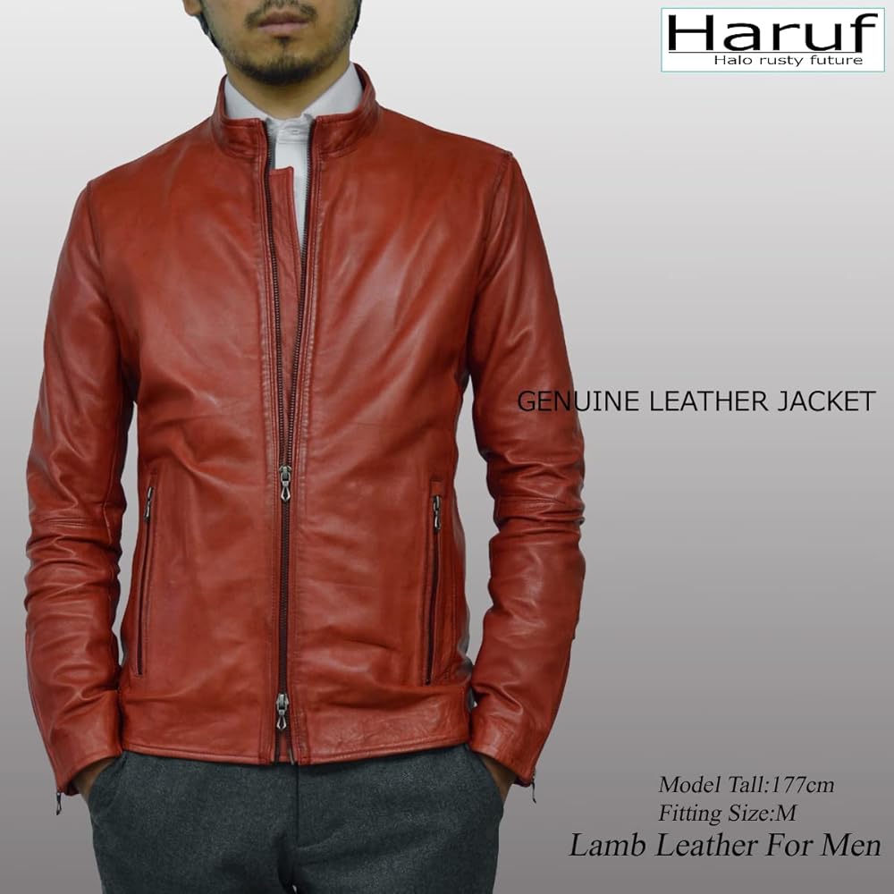 Amazon | [ハルフ] 本革 ラムレザーライダースジャケット レザー