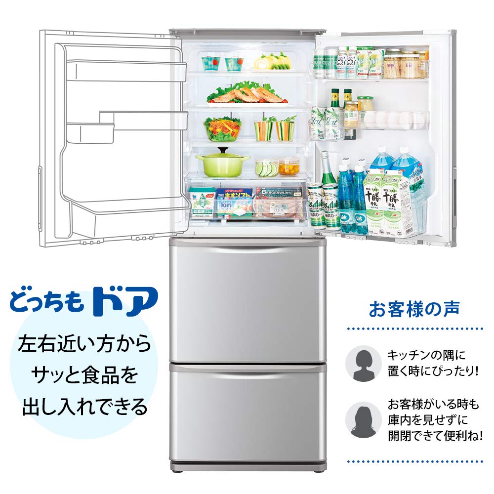 Amazon.co.jp: シャープ 冷蔵庫 350L（幅60cm） どっちもドア シルバー