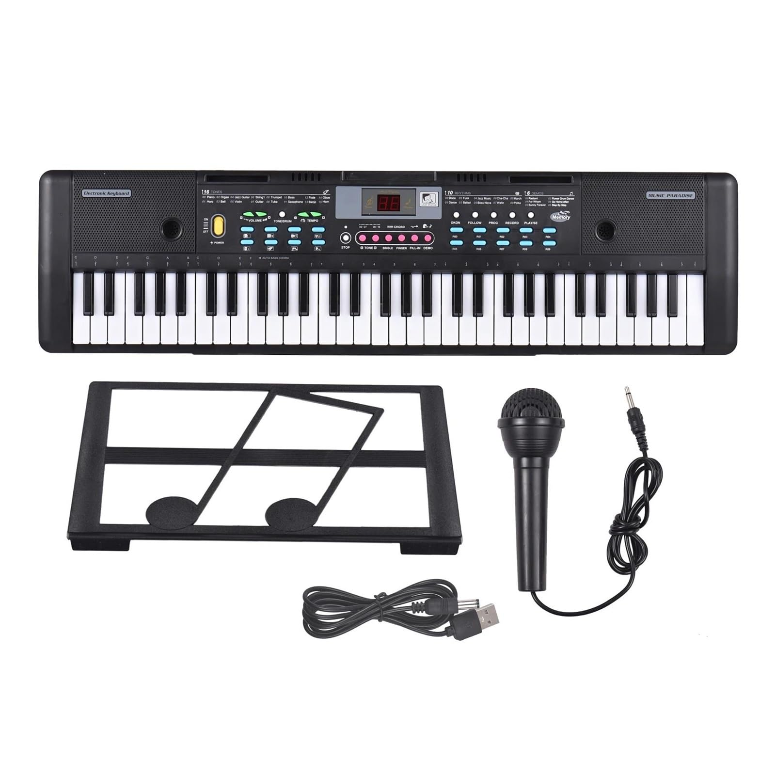 Amazon | 61 キー USB 電子オルガン電子ピアノマイク付きブラック