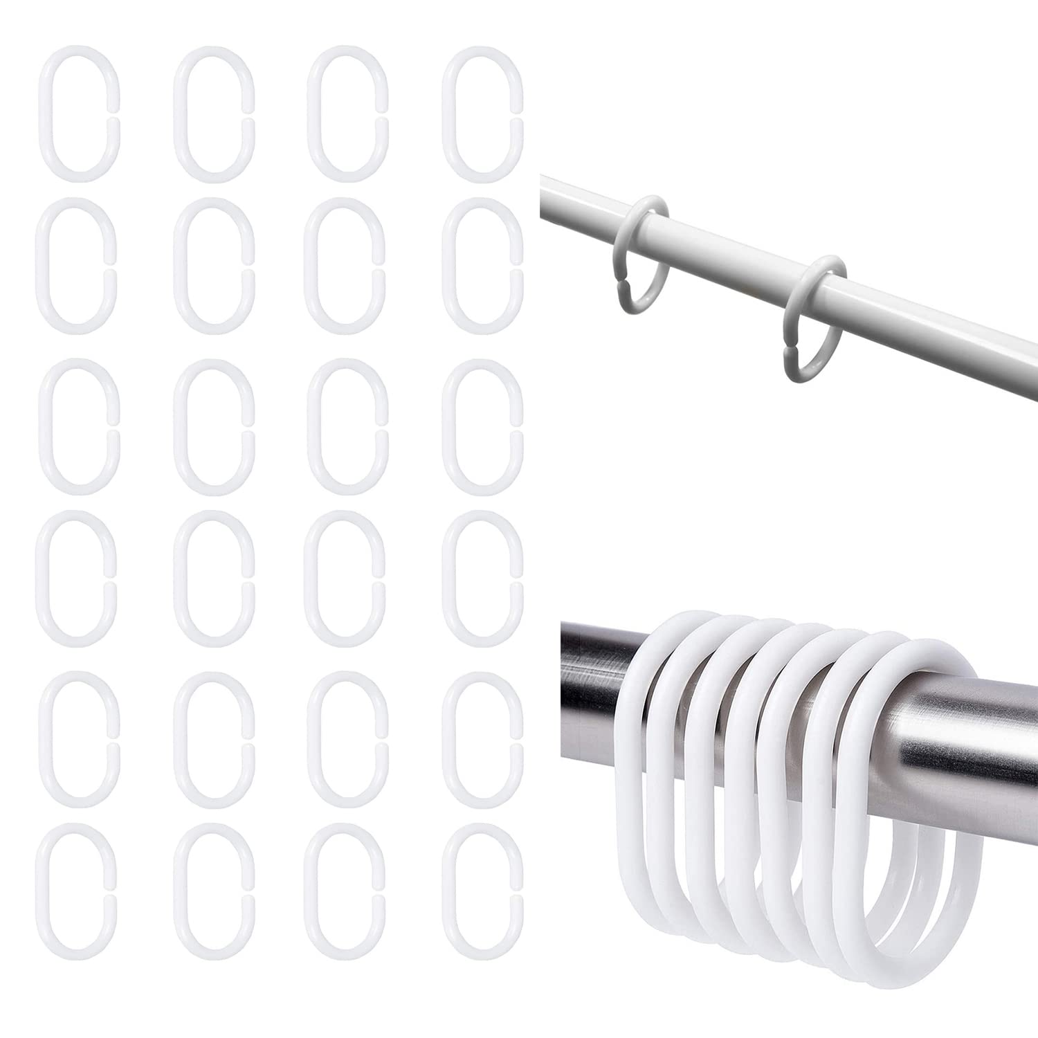Amazon.co.jp: ZHEJIA シャワーカーテンリング【24個】C型 カーテン