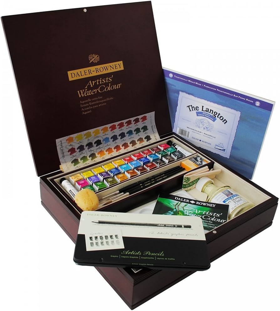 Amazon | ラウニー 水彩絵具 専門家用 固形水彩絵具セット 水彩32色