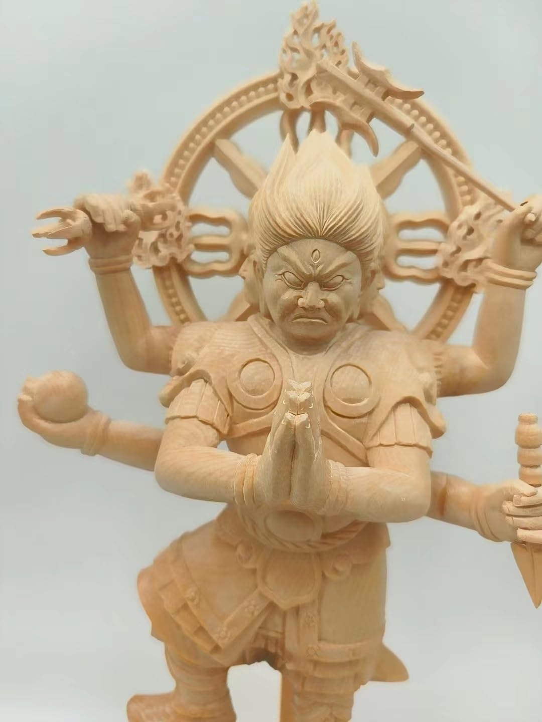 Amazon｜仏像 大輪明王 立像 桧木 木彫仏像 木彫り 木製 総高約35cm