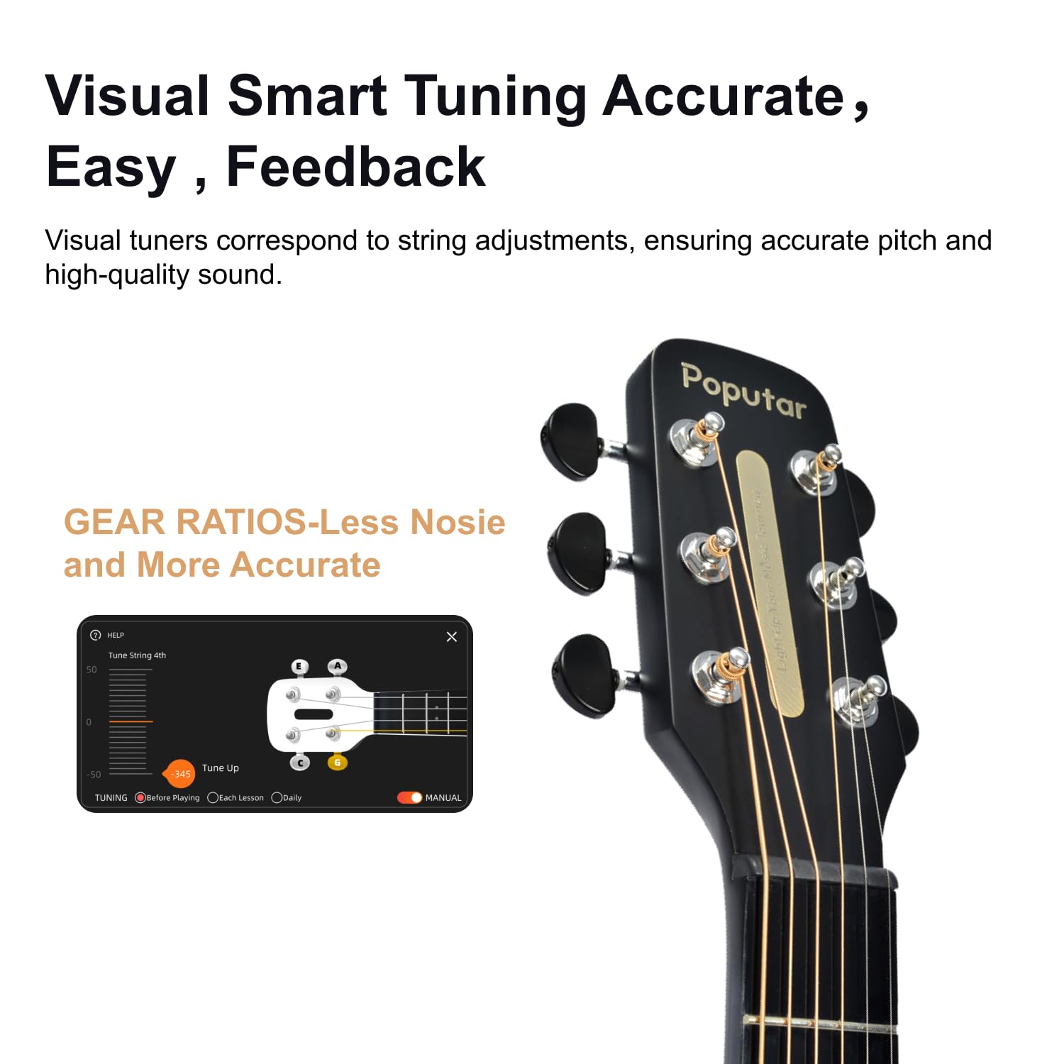 Amazon.com: Poputar Acoustic Electric Guitar 36'' Smart Guitar