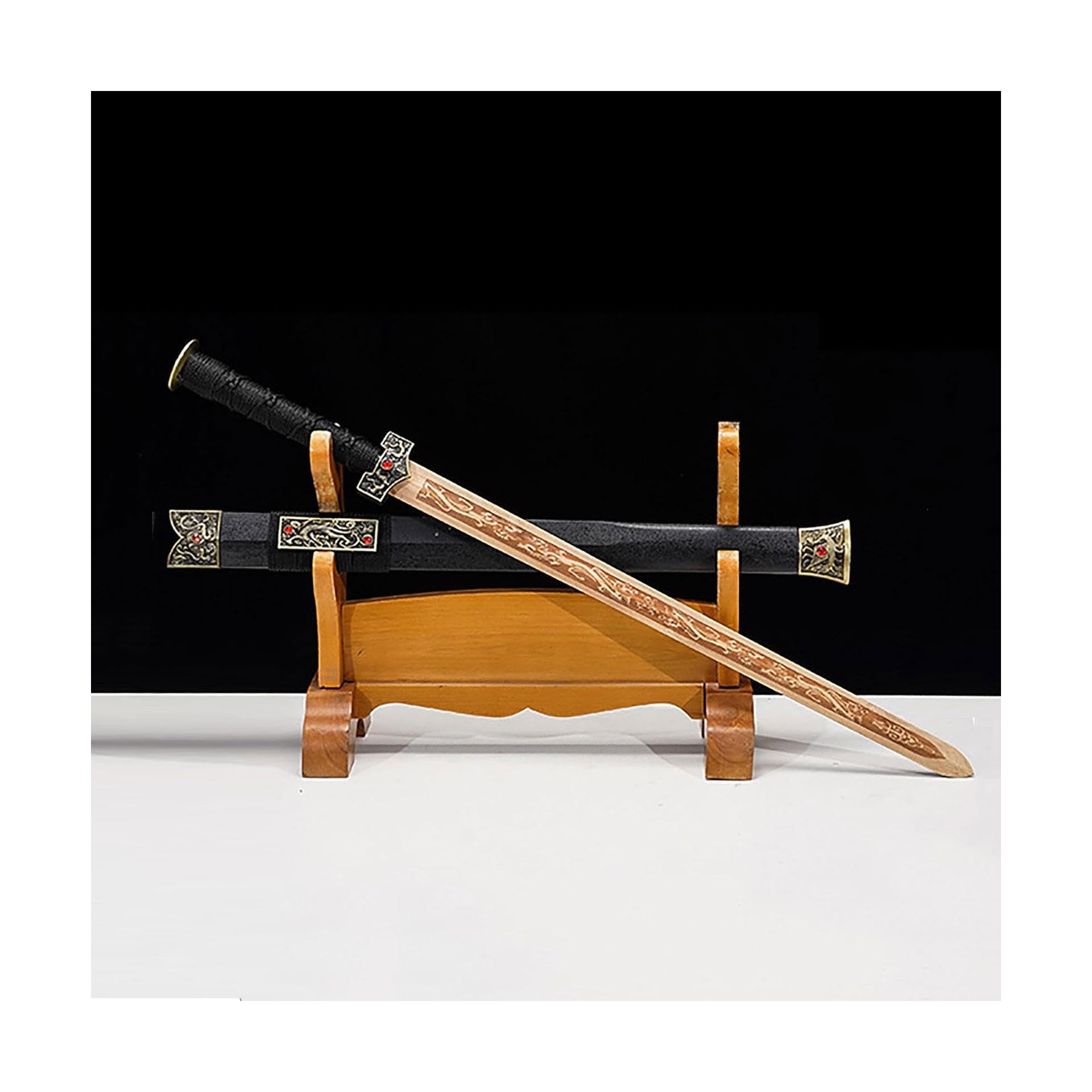 Amazon | 中国の剣 79 センチメートル黒中国手作り木刀天然竹刃木刀