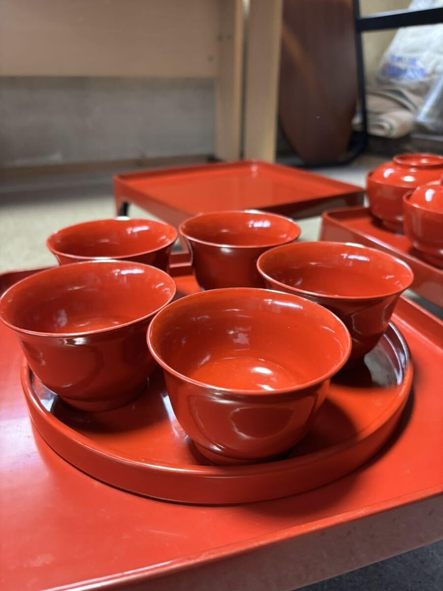 輪島塗 茶懐石膳 角切5客 共箱 輪島塗 茶懐石膳 角切5客 共箱