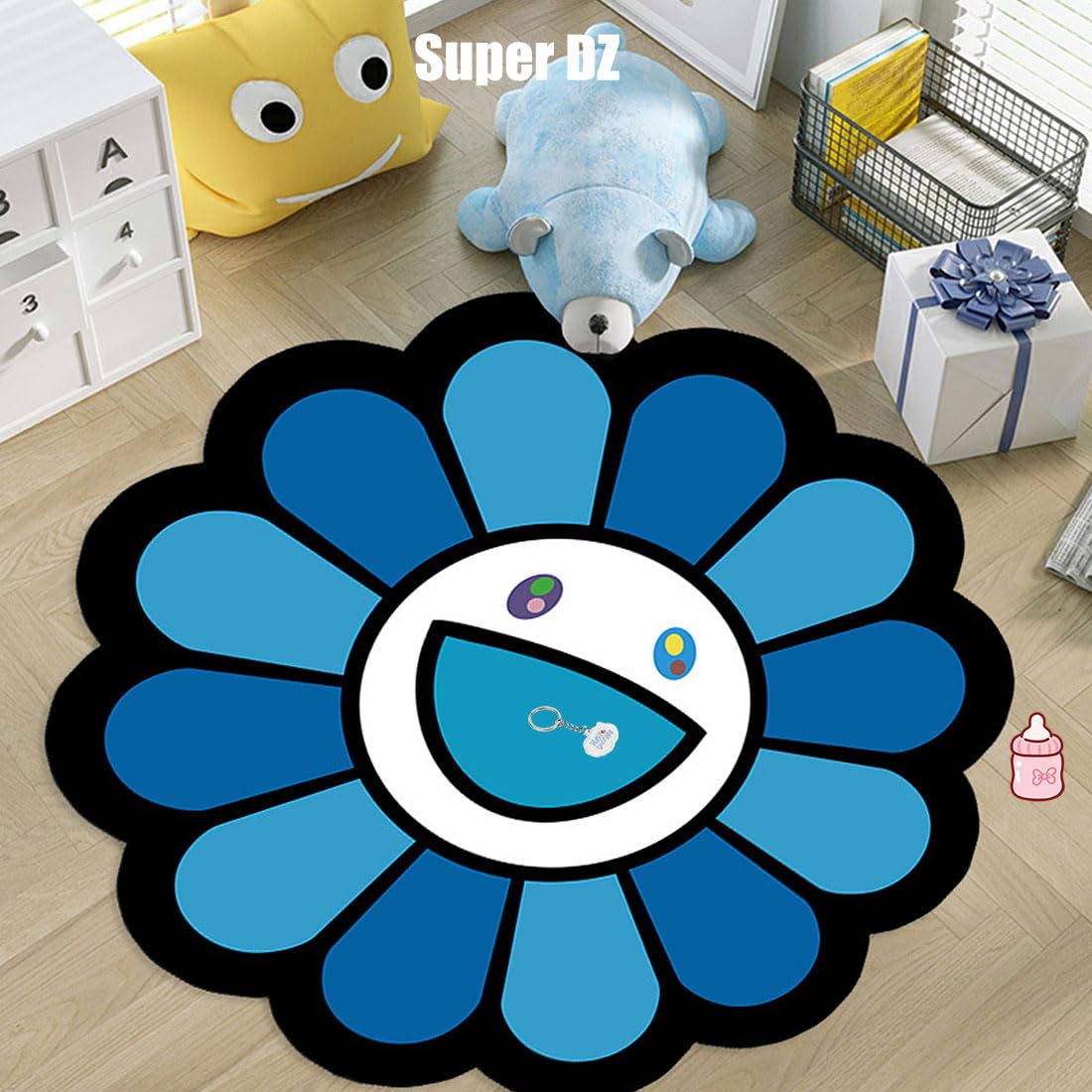 Amazon.com: Takashi Murakami Smiley Face Floor Rug, Chair Mat