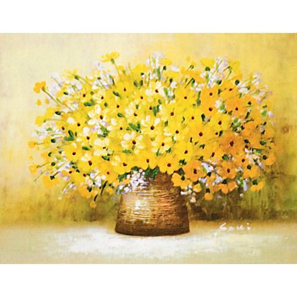 Amazon.co.jp: 木村咲 黄色い小花 F6号 受注制作 油彩画 油絵 静物画