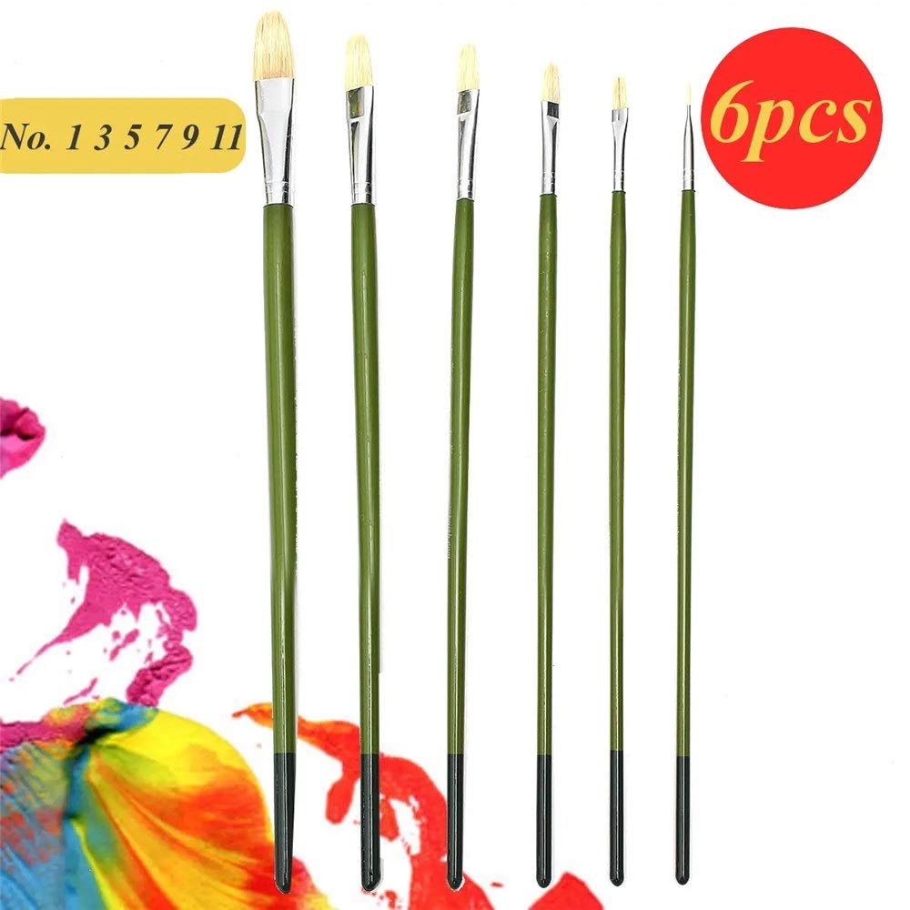 Amazon.co.jp: 画材筆 油絵筆 ロングハンドル緑の棒の1セットブラシが