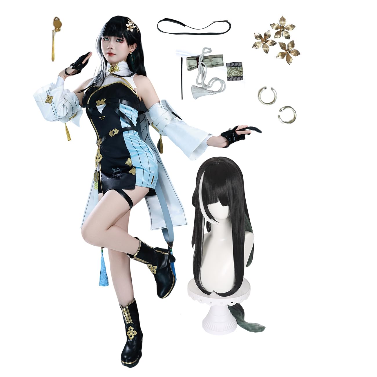 Amazon.co.jp: [HAOJEE] 鳴潮ビャクシコスプレ衣装 『髪飾り、耳飾り