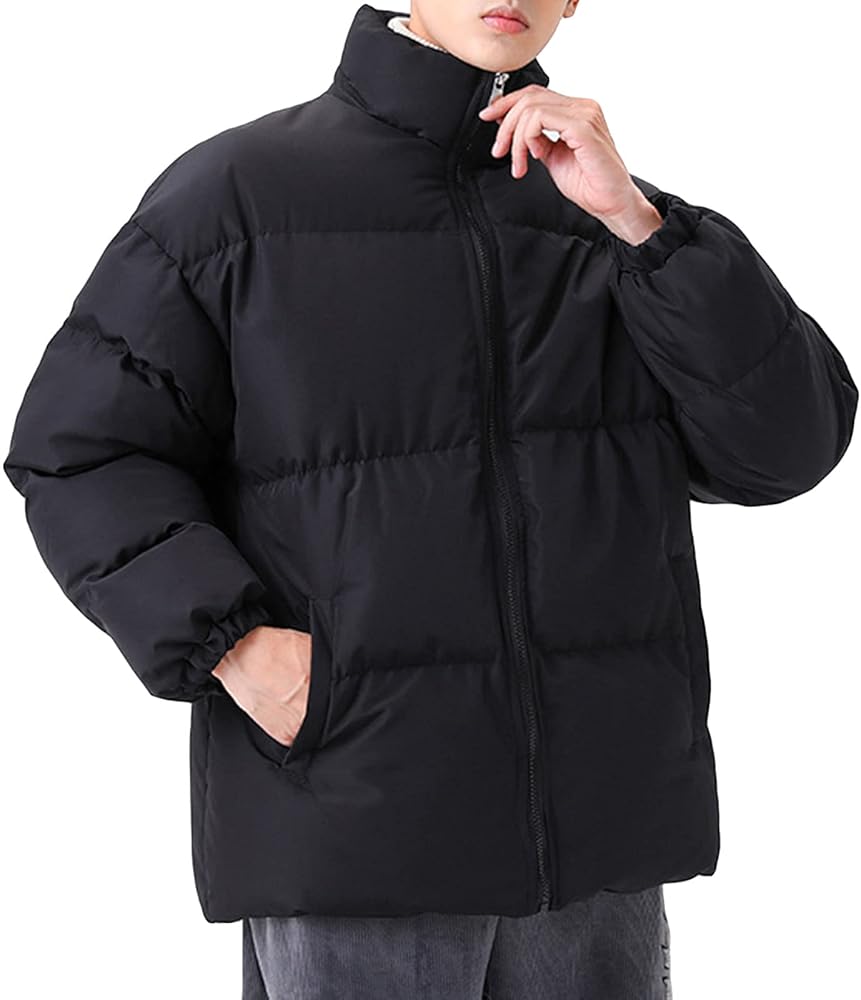 JEsilunmaMY Men's Stand Collar Warm Padded Jacket Full Zip Winter