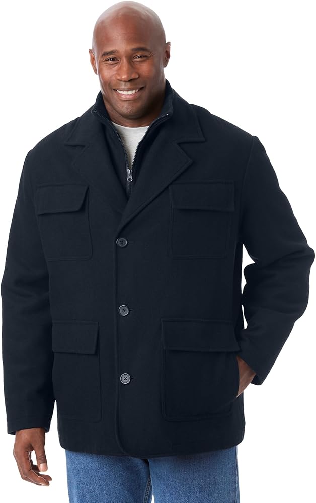 KingSize Men's Big & Tall Multi-Pocket Wool Inset Jacket - L