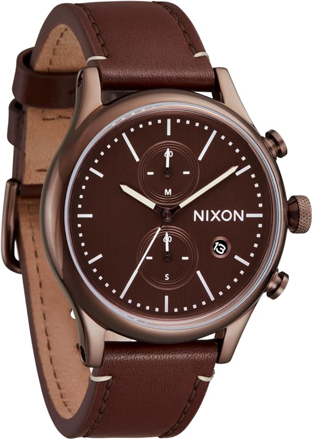 Amazon.com: Nixon Mens Station Chrono Leather Chocolate/Cappuccino