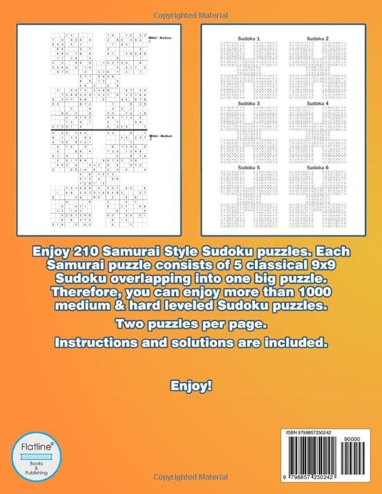 Samurai Sudoku Puzzles: 1000 Medium & Hard Leveled Variations for