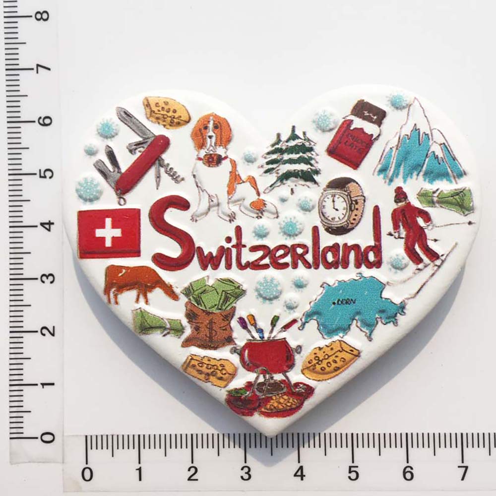 Amazon.co.jp: Wedare 3Dスイスのハート型冷蔵庫用マグネット観光客の