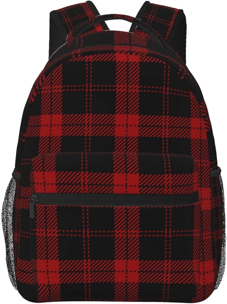 Amazon.co.jp: 黒と赤 チェック柄 格子縞 リュック メンズ リュック