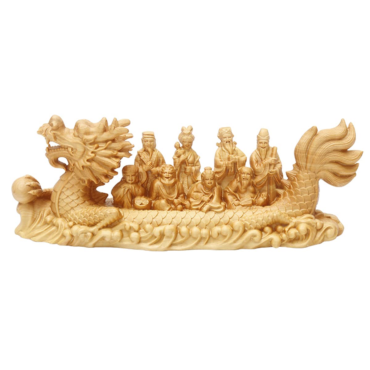 Amazon.co.jp: 七福神 開運宝船 美術品 高級天然ツゲ木彫り 縁起物