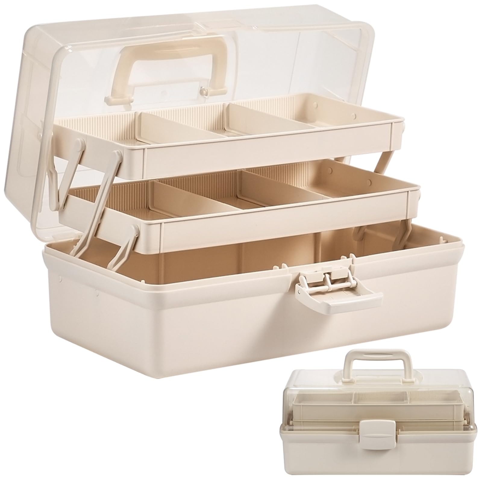 Amazon.co.jp: 大容量3段式ツールボックス 多機能収納ボックス 半透明