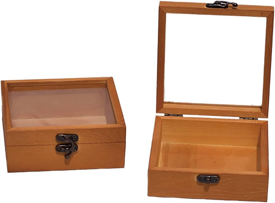 Amazon.co.jp: Felimoa 木箱 ディスプレイケース ガラス蓋付き