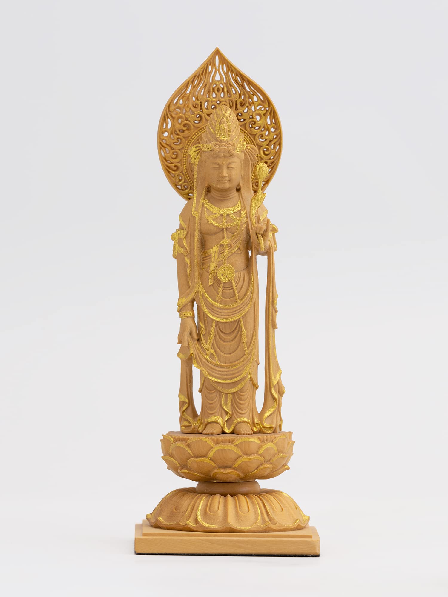 Amazon.co.jp: 極小仏 聖観音菩薩 13cm（木製：ツゲ 金泥仕上）＿聖