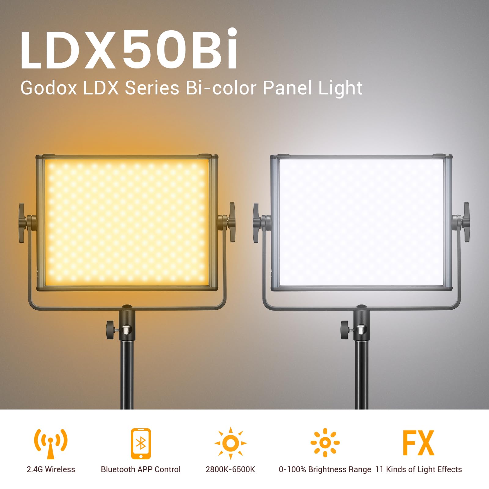 Amazon | GODOX LDX50Bi 65W 二色 LED 撮影ライト ビデオライトパネル
