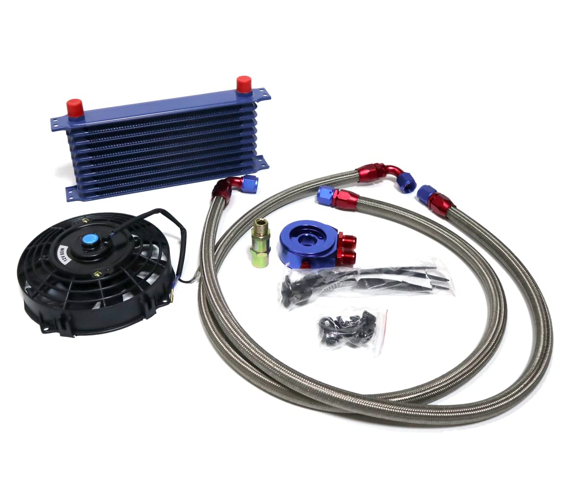 Amazon | 汎用AN10 50mm 10段型 オイルクーラーキット 電動ファン付き