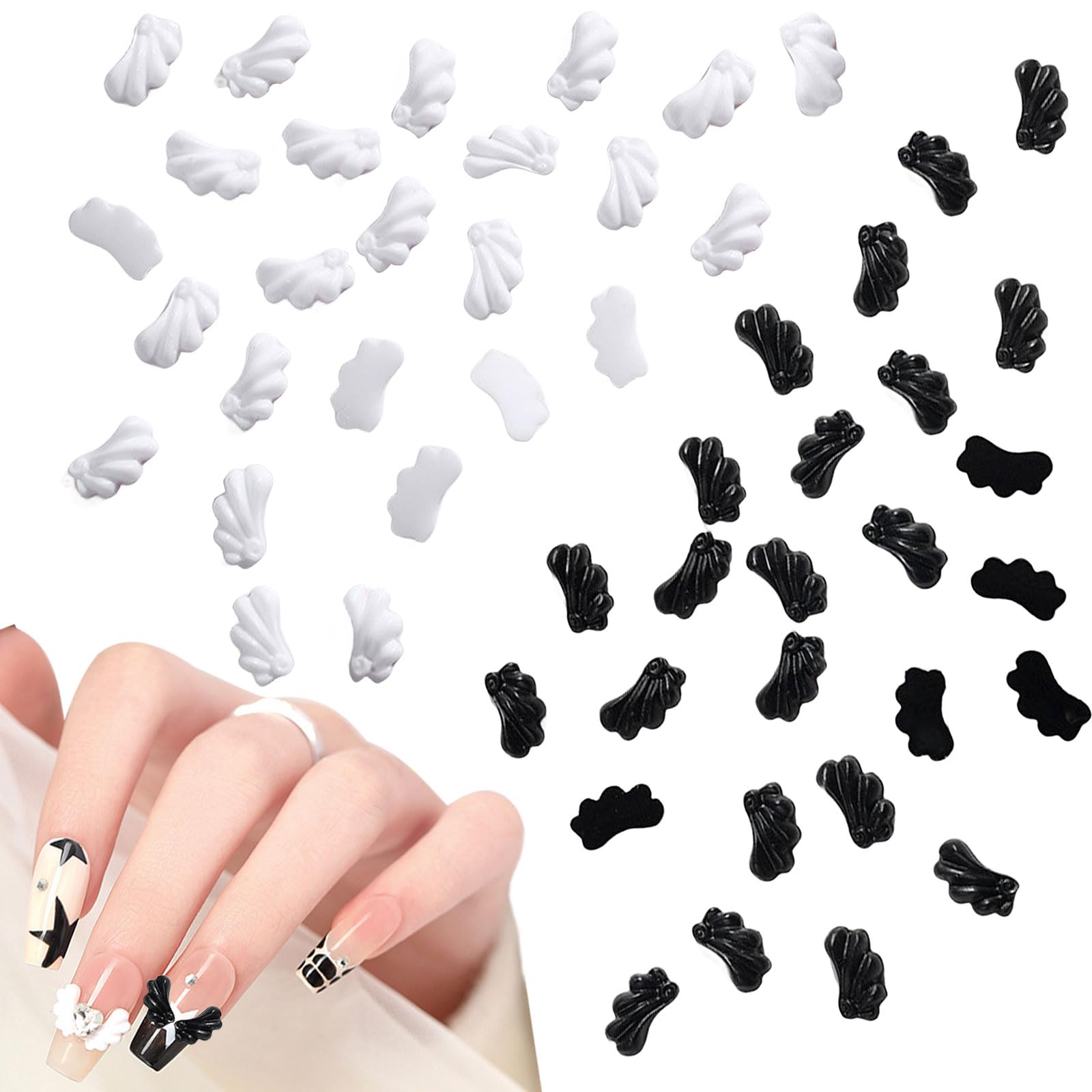 Amazon | ネイルパーツ 翼 60ペア 3D 立体 羽根 悪魔の翼 天使の羽 黒