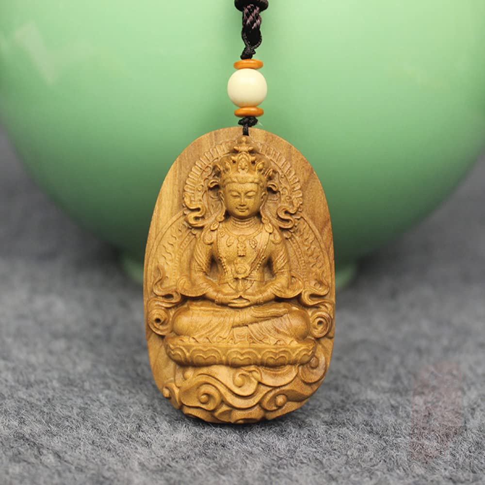 Amazon｜守り本尊 観音菩薩 ペンダント ネックレス レリーフ型 木彫り