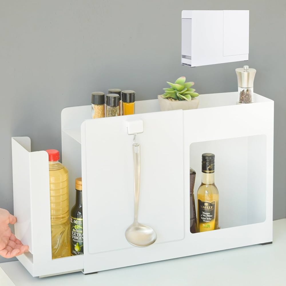 Amazon｜隠せる 調味料ラック スリム 引き出し コンロ横 スライド小窓