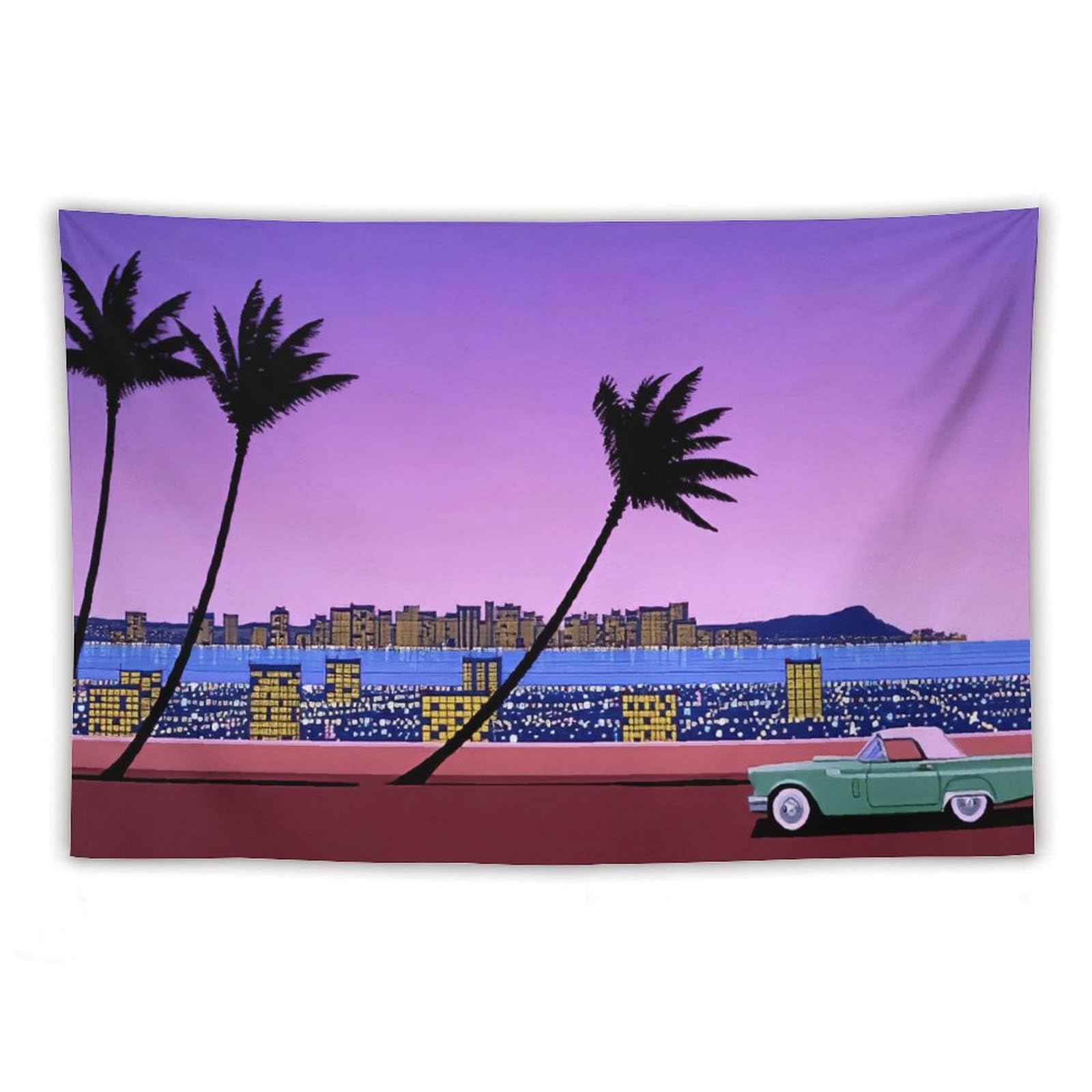 Amazon.co.jp: 永井博 イラストアートワーク タペストリー 夏 ビーチ