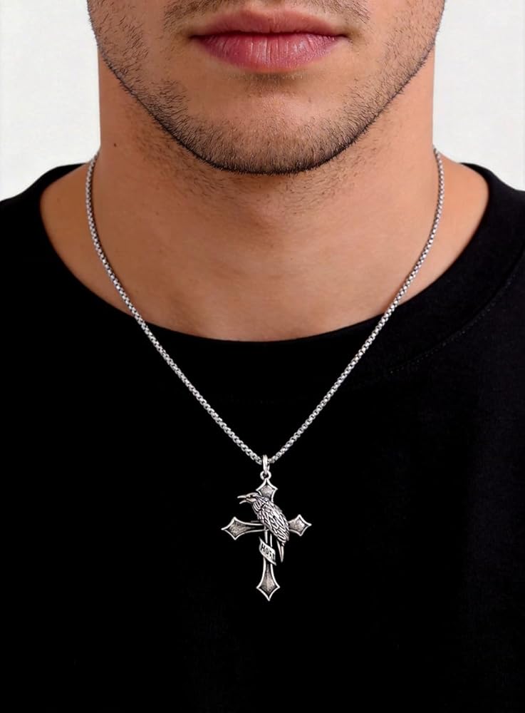 Amazon.com: Gothic Cross Pendant Necklace Silver for Men Women