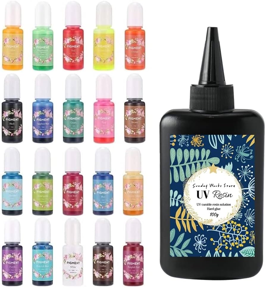 Amazon.co.jp: レジンセット レジン液 着色剤 21点セット レジン着色剤