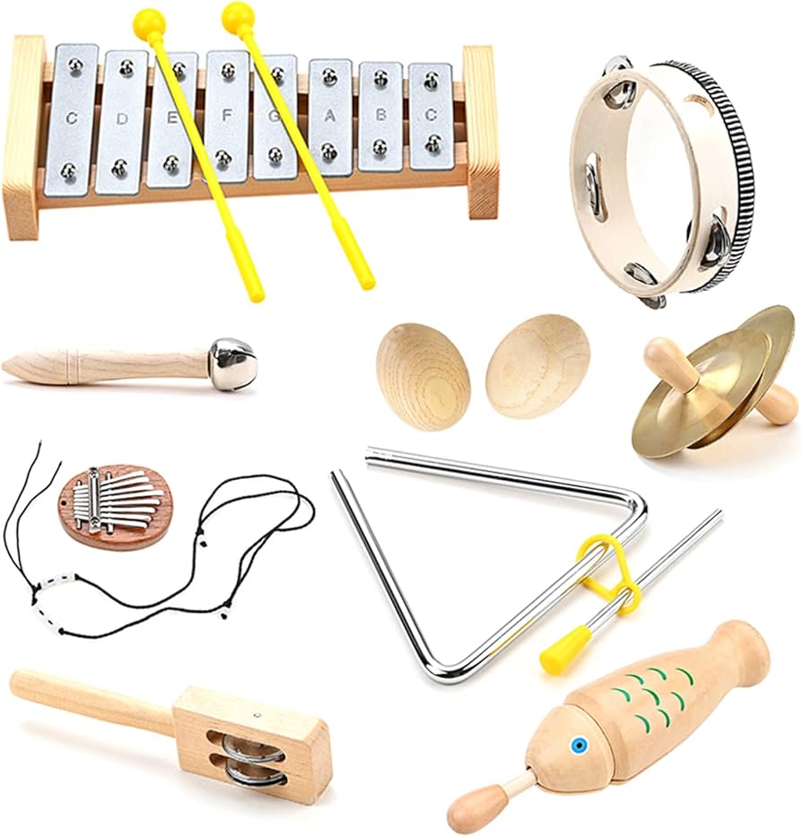 Amazon | 9 個木製打楽器セットハンドベル幼児早期学習楽器のおもちゃ
