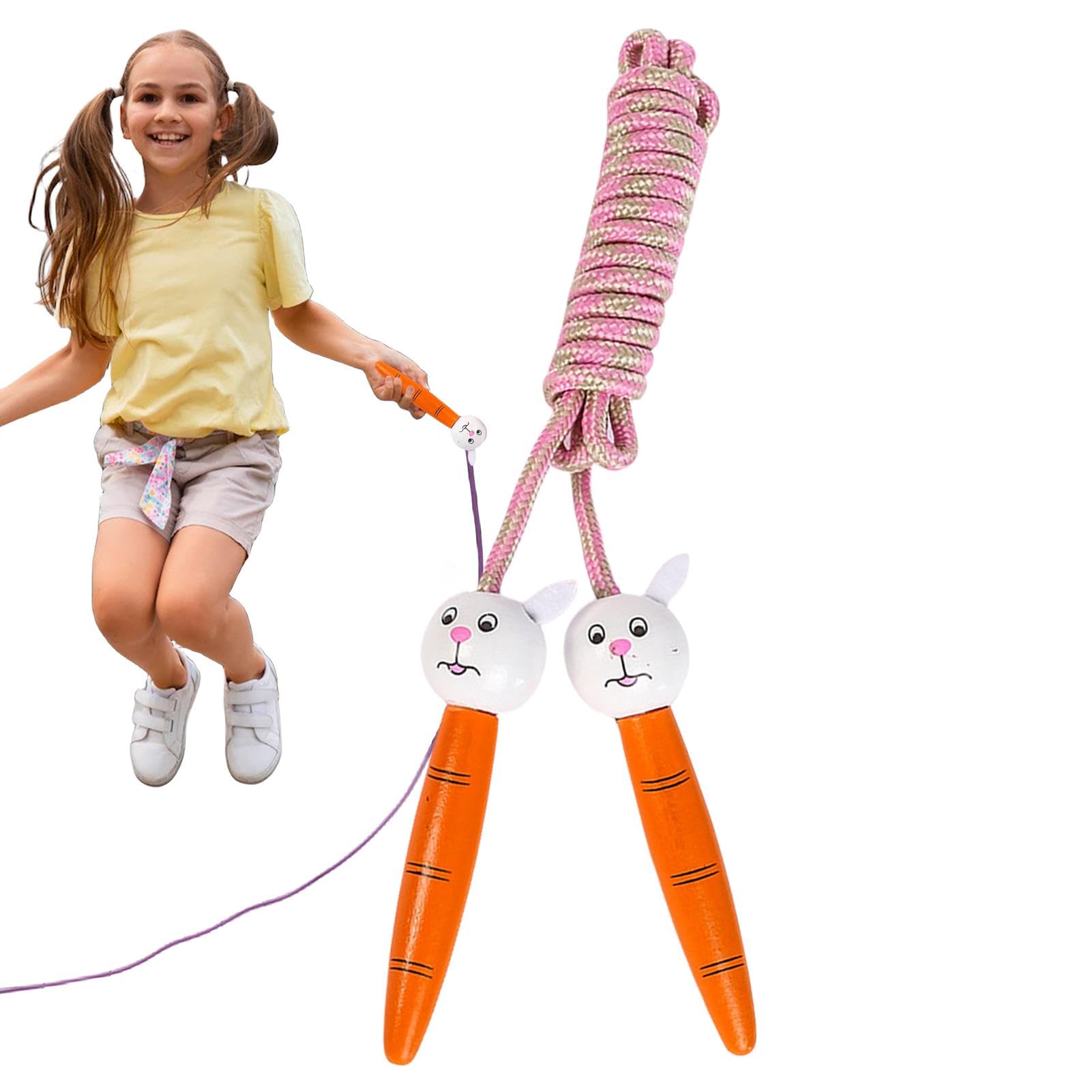 Amazon | 子供用縄跳び、木製ハンドル、ソフトコットン編み子供用