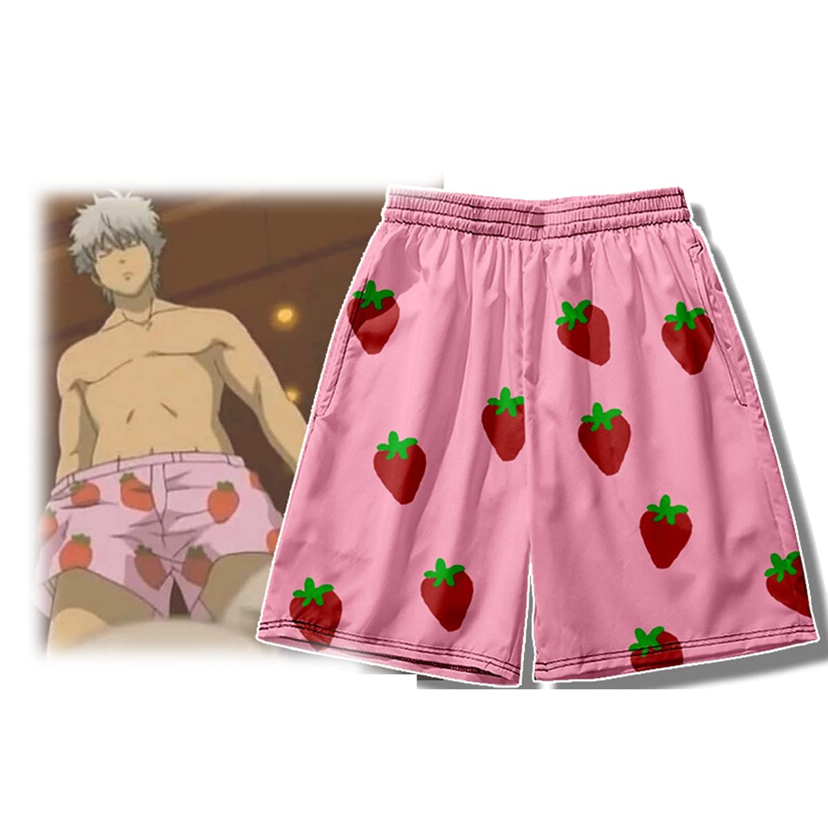 Amazon.co.jp: 坂田銀時 同型 いちごパンツ メンズ ミディアムパンツ