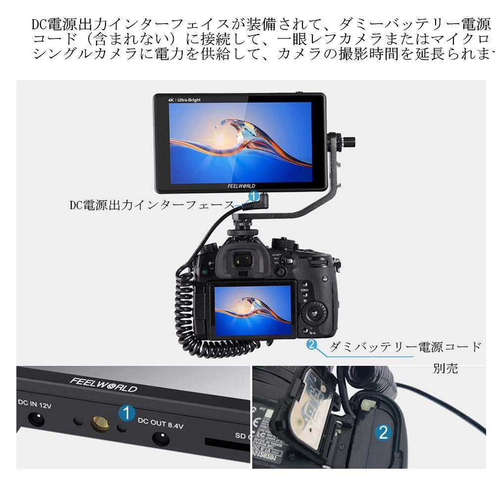 Amazon | FEELWORLD LUT6 カメラモニター 6インチ 2600nit超高輝度