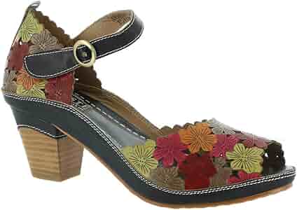 Amazon.com | L`Artiste Avnia Hand-Painted Leather Peep Toe Sandal