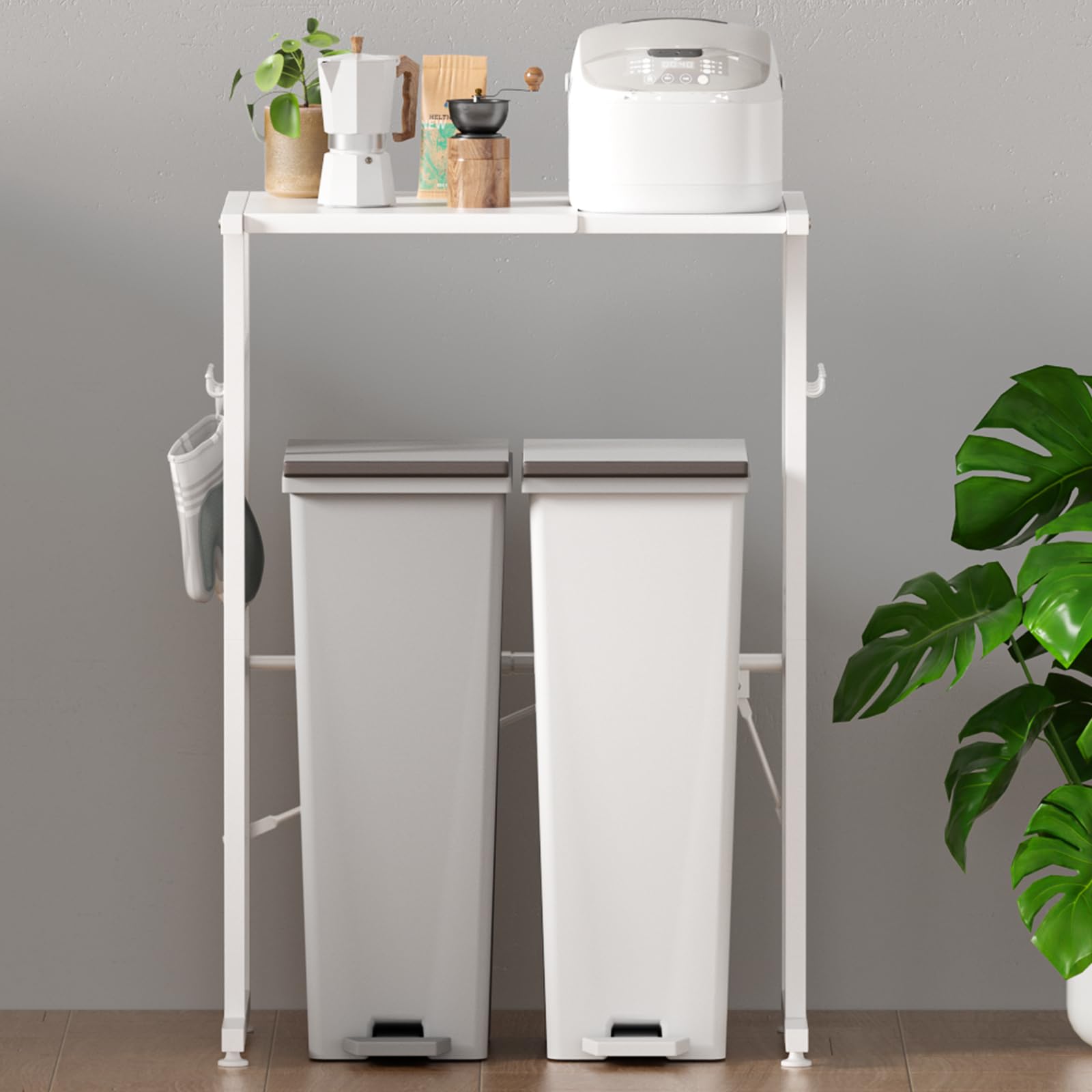 Amazon.co.jp: TKUIN ゴミ箱上ラック レンジラック 幅40-60×奥行46×高