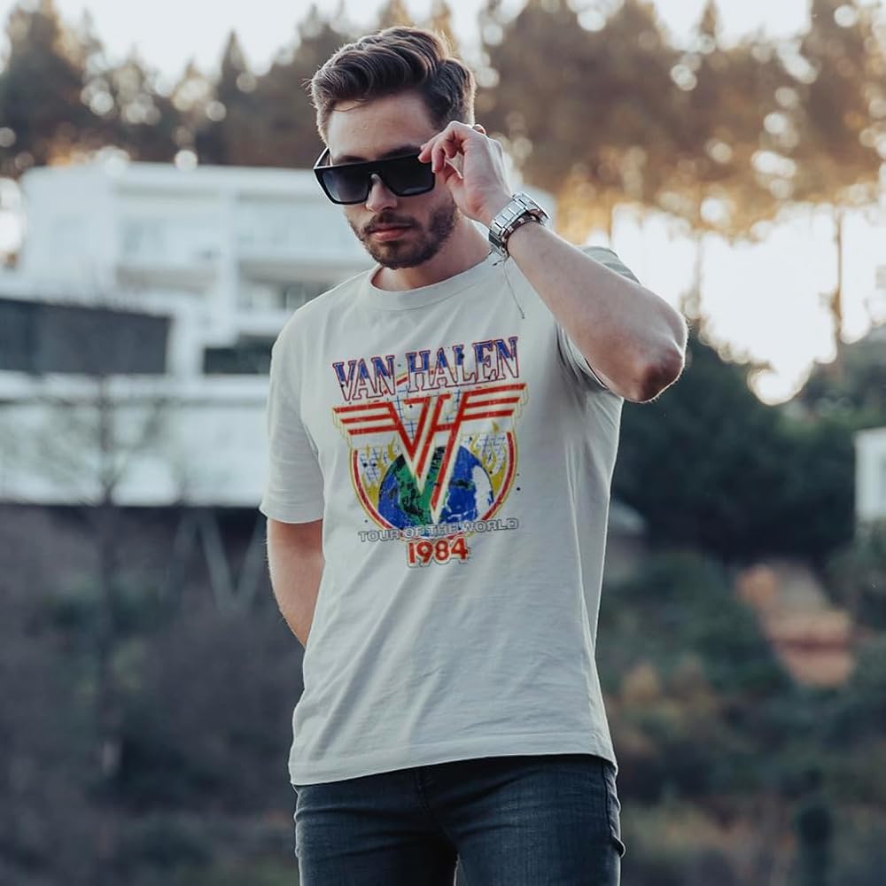 Amazon.com: 2Bhip Van Halen 1984 World Tour Adult Short Sleeve