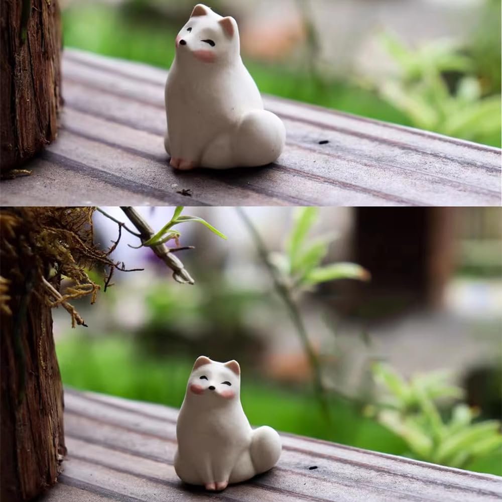 Amazon.co.jp: QIUEER 神狐 キツネの置物 白狐 一途な愛/キツネ 陶器