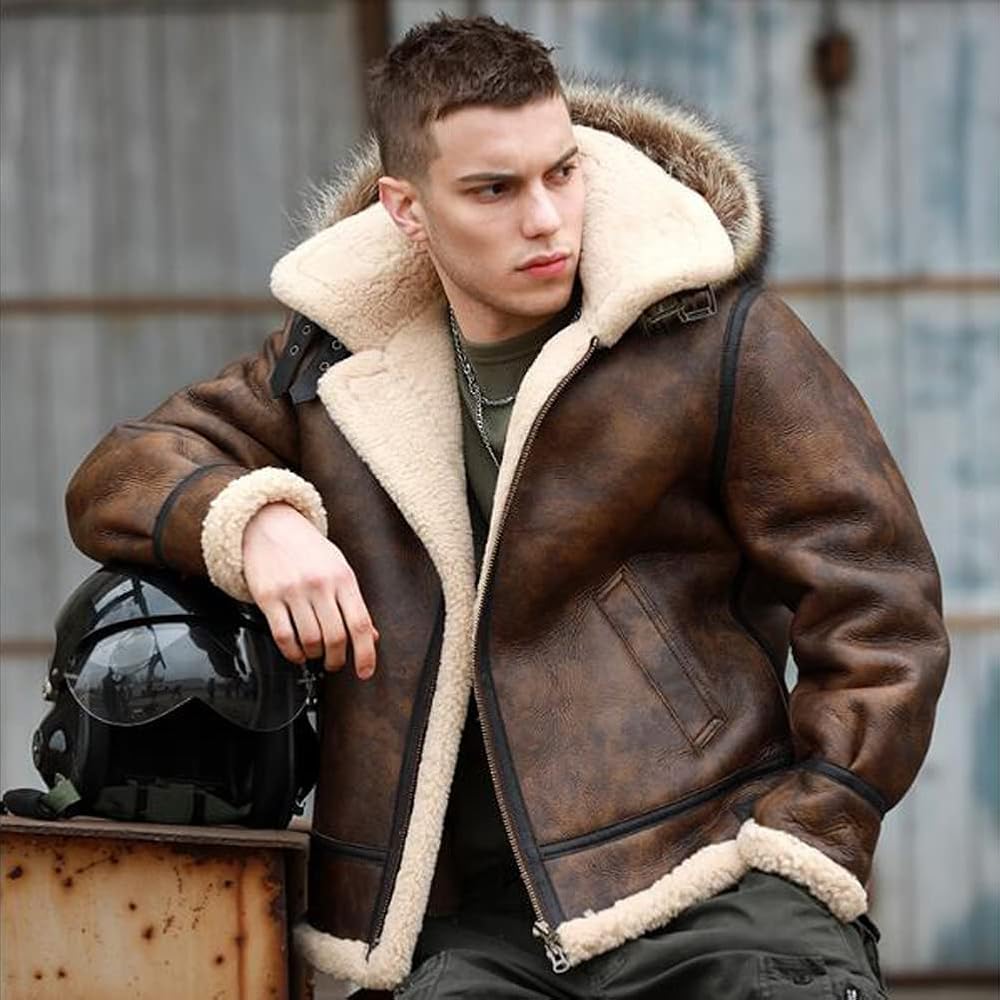 Amazon.co.jp: [Denny&Dora] メンズ ムートン ジャケット B3 シープ