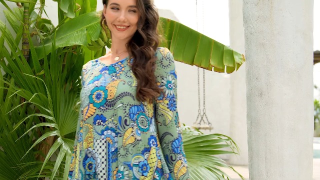 ENMAIN Tunic Tops for Women Loose Fit Plus Size 3/4 Sleeve Green