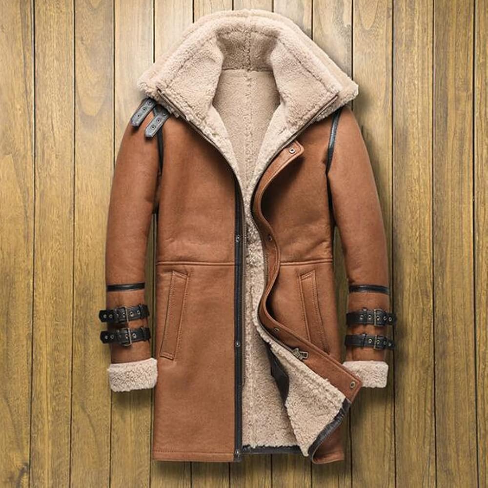 Amazon | Denny&Dora メンズ ムートン コート ブラウン カラー メンズ