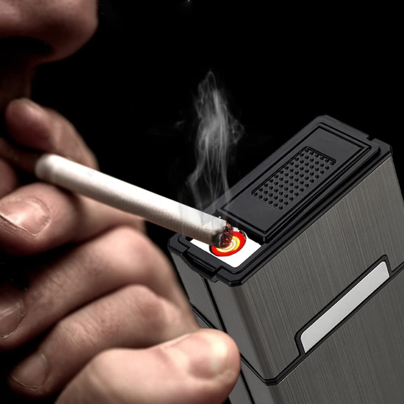 Amazon.co.jp: 電気ライター付きシガレットケース、120mm ブラッシュ