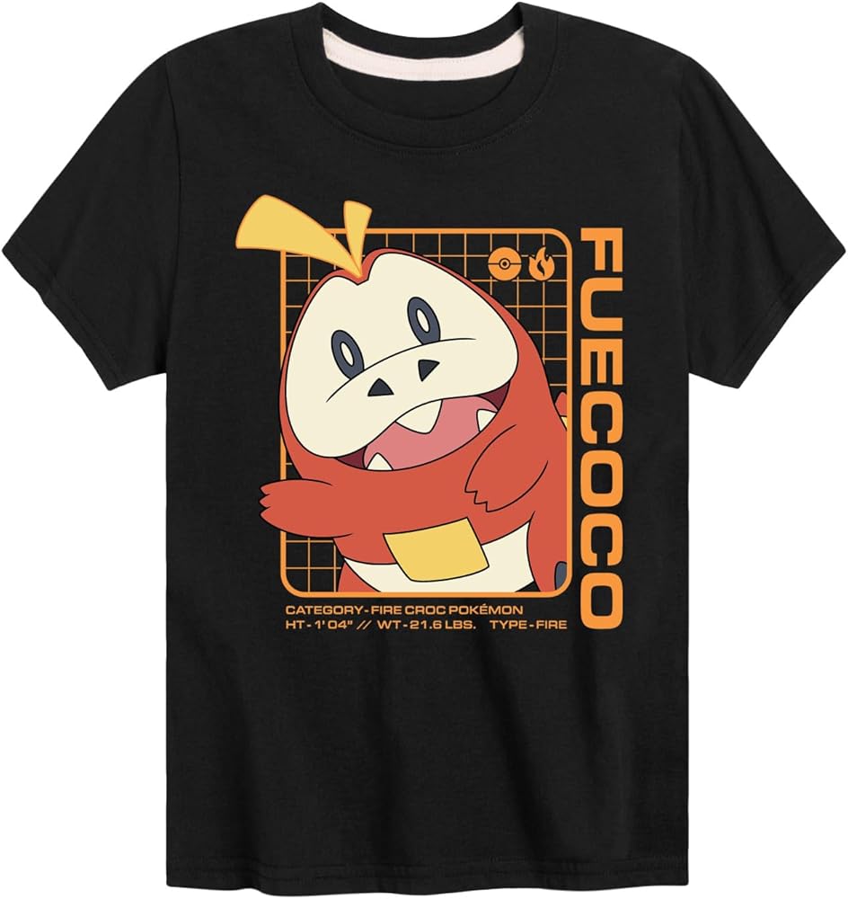 Amazon.com: HYBRID APPAREL - Pokémon Fuecoco Stats - Kids Short